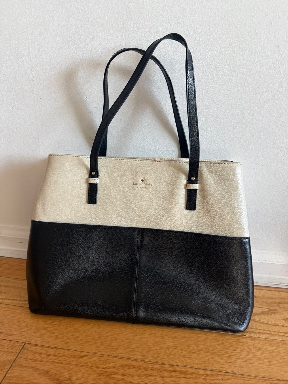 kate spade Two-Tone Black and Cream Leather Tote